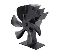 Ventola per Stufa Verticale - Ventola Termica Efficiente Alimentata a Calore a 6 Pale per Camino e Stufa a Legna, Lega di Alluminio Ecologica, Installazione Semplice (BLACK)