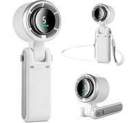 Ventola portatile 2025, 3 in 1, potente ventola turbo potente a 5 velocità, capacità della batteria a 3600 gradi, pieghevole USB-C ricaricabile, per viaggi, casa, ufficio (bianco)
