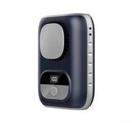 Ventola portatile con display a LED, batteria da 4000 mAh, ventola di raffreddamento da appendere al collo, motore 10500 giri/min, 5 impostazioni di velocità, per interni ed esterni (blu scuro)