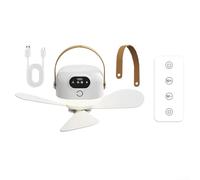 Ventola portatile con telecomando, per piccoli spazi, con ricarica USB e luce notturna morbida, velocità regolabili per un comfort personalizzato (inserto dritto)