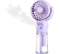 Ventola portatile portatile con portata con nebbia d'acqua Mini ventola di mano USB ricaricabile con a 4 velocità a 4 velocità per piccoli ventilatori per piccoli accessori per le donne (viola)