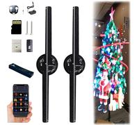 Ventola proiettore 3D ologramma LED, ologramma 3D, albero di Natale, ologramma proiettore ventilatore con telecomando + Bluetooth + WiFi, per negozio, bar, Natale, festa di Halloween (2 pezzi)