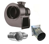 Ventola radiale, 1950 m³/h, 230 V, con flangia e tubo flessibile in alluminio, ventilatore centrifugo, ventilatore radiale, ventola di aspirazione