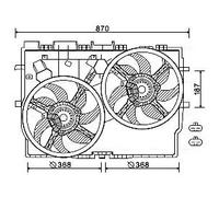 Ventola radiatore FT7584 AVA QUALITY COOLING per PEUGEOT CITROËN FIAT