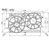 Ventola radiatore Ventola doppia 47033 NRF per FORD FOCUS I FOCUS I Turnier