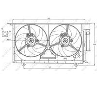 Ventola radiatore Ventola doppia 47075 NRF per PEUGEOT CITROËN