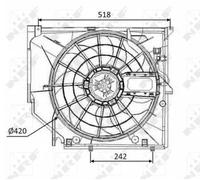 Ventola radiatore Ventola singola 47026 NRF per BMW 3 Coupé 3 3 Touring