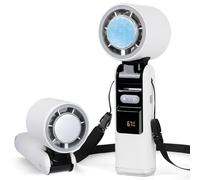 Ventola turbo portatile con refrigeratore per ghiaccio, potenti ventole portatili fino a 10 ore, mini ventilatori di raffreddamento a 270°, pieghevole, ricaricabile, 1-100 velocità, display LED e luce