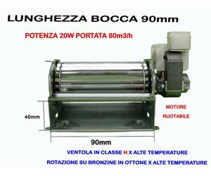 VENTOLA VENTILATORE TANGENZIALE 9 cm STUFE A PELLET CAMINO MOTORE DX CON CUSCINETTI
