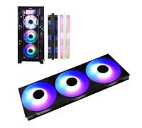 Ventole ARGB 3 in 1 per case PC, 360 mm, ventola per case del computer con cuscinetto a pressione dinamico PWM MFDB a 4 pin, 7 pale, 5 V, ARGB 2200 giri/min, ventola di raffreddamento silenziosa per