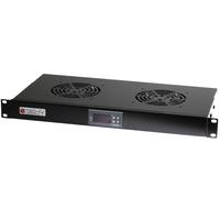 Gruppo 2 Ventole 1U per Rack 19'' con Termostato LED Nero