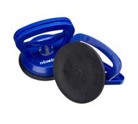 Relaxdays Ventosa di Sollevamento, Set da 2, Alzavetri, Piastrelle & Pannelli, Max. 45 kg, Ø 12 cm, Blu