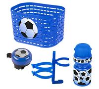 Ventura Unisex - Baby Soccer Set di accessori per bicicletta per bambini, cestino, campana, borraccia, blu