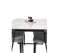 Venture Home GR928 Leone & Estelle Marmo Gastronomia Scrivania con 4 Sedia, 140 cm Lunghezza x 90 cm Larghezza x 74.5 cm Altezza, Bianco/Grigio