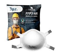 VENTUX SAFETY EQUIPMENT Mascherine FFP3-3 pezzi - A Coppa con Lacci Nucali - Mascherina FFP3 NR per Uso Professionale - Conformi EN 149 Filtrante - FFP 3 Antipolvere