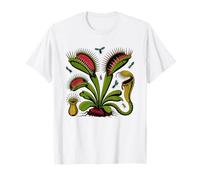 Venus Fly Trap Vintage Botanical Retro Illustration Maglietta