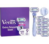 Venus Gilette Extra Smooth Swirl Rasoio Donna con FlexiBall, 1 Manico e 9 Lamette di Ricambio da 5 Lame