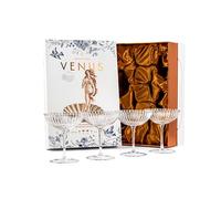Venus Seashell Coupe - Set di 4 piattini da champagne in cristallo a coste da 240 ml, per bere P-Star ed espresso Martini, Margarita, Daiquiri, Cosmopolitan, Gimlet | Elegante regalo in vetro