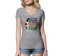 Venus Style from The River To The Palestine Will Be Free Fight for Freedom Camicia Donna con Scollo A V Grigio Size S