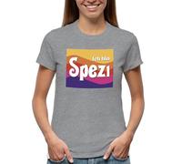 Venus Style ICH bin Spezi Funny German Saying Retro 70s Vintage Design Cola Orange Kult Drink Deutschland Gift Maglietta Donna Grigia Size XL