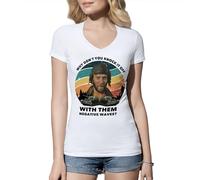 Venus Style Kelly's Heroes Donald Sutherland Oddball Why Don't You Knock It off with Them Negative Waves Vintage Fan Gift Maglietta Donna con Scollo A V Bianca Size XL