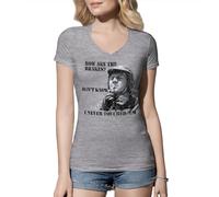 Venus Style Steve McQueen Motorcycle Biker Cool Retro Vintage Classic How Are The Brakes I Don't Know Never Touch Them Maglietta da Donna Grigia con Scollo a V Size XXL