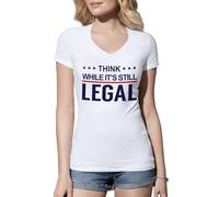 Venus Style Think While Its Still Legal Free Speech Anti Censorship Maglietta da Donna Bianca con Scollo a V Size L
