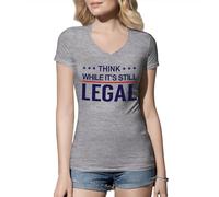 Venus Style Think While Its Still Legal Free Speech Anti Censorship Maglietta da Donna Grigia con Scollo a V Size M