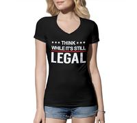 Venus Style Think While Its Still Legal Free Speech Anti Censorship Maglietta da Donna Nera con Scollo a V Size S