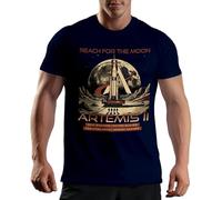 Venus Style Vintage Retro Space Exploration Moon Landing Artemis Mission Rocket Astronaut Lunar Poster Graphic Art Maglietta Uomo Blu Navy Size S