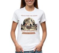 Venus Style Vintage Retro Space Exploration Moon Landing Artemis Mission Rocket Astronaut Lunar Poster Graphic Art Maglietta Donna Bianca Size M