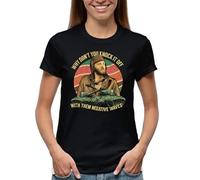 Venus Style Why Don't You Knock It off with Them Negative Waves Sergeant Oddball Kellys Heroes Donald Maglietta da Donna Nera Size L