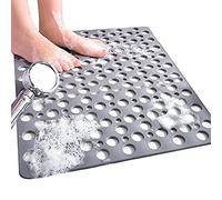 Venuso Tappeto Doccia Antiscivolo con Ventose, 53x53 cm Tappeto Doccia Rettangolare con Fori Di Scarico, Lavabile in Lavatrice, Grigio
