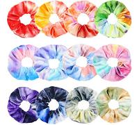 VENUSTE Scrunchies di velluto batik per donne ragazze, colori pastello Morbidi elastici per capelli Accessori per capelli, tie dye, 12 pezzi