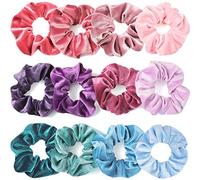 VENUSTE Scrunchies per donne e ragazze, in velluto di alta qualità per capelli, graziosi colori, elastici spessi, morbidi cordini per coda di cavallo, accessori per capelli, confezione da 12