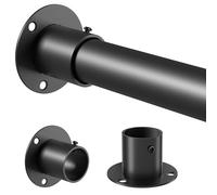 Venwemong Asta per Guardaroba, Barra per Abiti Extra Lunga, Resistente in Acciaio Inox per Armadio e Ripostiglio, Nera, Lunghezza 110-270 cm, Diametro 32 mm