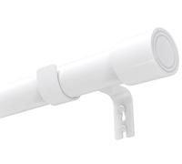 Venwemong Bastone per tenda estensibile, regolabile, bianco, per tende con occhielli, con terminali e staffe, per soggiorno o camera da letto (84-220 cm, bianco)