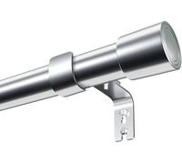 Venwemong Bastone Tenda Regolabile in Acciaio Inossidabile - Stile Moderno - Con Bastoni, Staffe e Terminali a Forma di Cilindro - per Finestra, Argento, 84-290 cm(1 Pezzo)