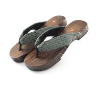 VENYAA Infradito da uomo con fondo piatto, zoccoli giapponesi in legno, infradito a due denti, sandali tradizionali giapponesi comodi, scarpe piatte antiscivolo (taglia: EU 41, colore: nero + 2)