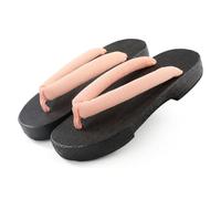 VENYAA Infradito Sandali in Legno Giapponese Geta,infradito antiscivolo con fondo piatto che aumenta l'altezza, pantofole fredde resistenti all'usura con suola spessa per uso(Size:EU 39,Color:Rosa)