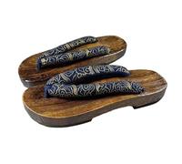 VENYAA Mens Giapponese in Legno Zoccoli Sandali Giappone Tradizionale Scarpe Geta Ampia Suola Infradito,Zoccoli Pantofole Bagno Spiaggia Comode Pantofole(Size:EU 41,Color:Oro)