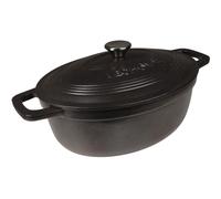 VeoHome Casseruola in ghisa smaltata, nero, opaca, ovale, molto resistente, per