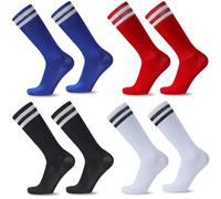 VEOIRXU 4 Paia Calzettoni Calcio Bambino Unisex, Calzettoni Calcio Bambini Calzini Bambino Calze Sportive, Tfondo lungo e spesso, Elastico Addestramento Calza Sportive, 5-12 Anni