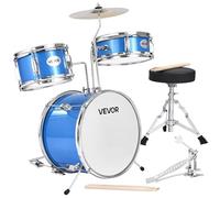 VEOVR Batteria per Principianti da 3 Pezzi da ca. 356 mm, Batteria per Principianti con Sgabello Regolabile, Piatto e Due Paia di Bacchette, Kit di Strumenti Musicali per l'Apprendimento, Blu