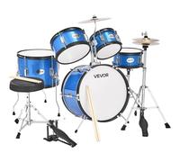 VEOVR Batteria per Principianti da 5 Pezzi da ca. 406 mm, Batteria per Principianti con Sgabello Regolabile, Piatto e Due Paia di Bacchette, Kit di Strumenti Musicali per l'Apprendimento, Blu