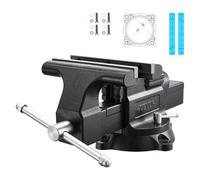 VEOVR Morsa da Banco in Ghisa Largezza Ganasce 254 mm Foratura Taglio Tubi, Morsa da Tavolo Base Girevole a 360° Profondità Gola 109 mm Apertura Ganasce 254 mm, con Incudine, Riparazione, Garage