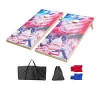 VEOVR Set di Gioco Cornhole Portatile da Tavolo, Tavole Pieghevole da Gioco, Tavola da Lancio Portatile in Legno Massello, Gioco Cornhole con 8 Sacchetti Fagioli e Borsa, 1255 x 600 x 302 mm