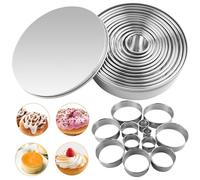 VEPEPE 12 Pezzi Rotondo Coppapasta Tondi con Raschietto Taglia Impasto & Scatola Rotonda Rotondo Formine per Biscotti Acciaio Inox Coppapasta per Biscotti Pan di Zenzero Ciambelle