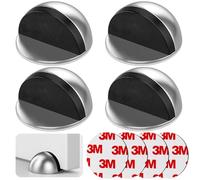 VEPEPE 4 Pezzi Acciaio Inox Fermaporta Da Pavimento Adesivo Ovale Ferma Porta Da Pavimento Fermaporta a con Tamponi in Gomma Ovale Adesivo Per Proteggere Porte Pareti e Mobili