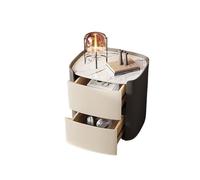 Vepnby Comodino, Comodino Piccolo con 2 Cassetto, Piano in Ardesia,Senza Maniglie, Mobile Con Cassetti per Camera Da Letto, Soggiorno(Beige,40x40x50cm)
